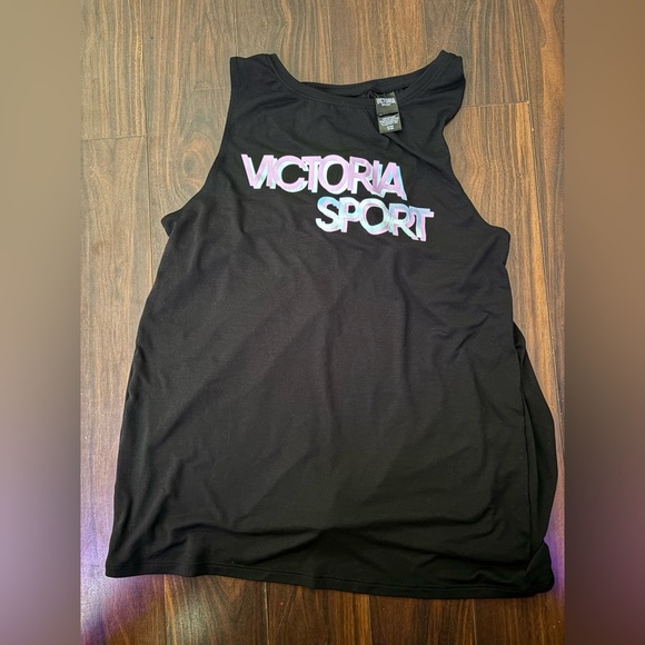 Victoria Sport Black Tank Top with Pink and Blue Accents - Picture 3 of 4